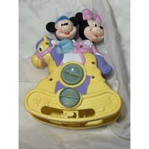 Baby Mickey & Minnie Mouse Rocking Horse Crib Musical Windup Vintage Disney Arco
